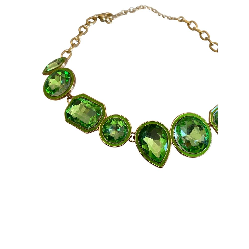 Piper Statement Gem Choker Necklace Green NEW - Picture 5 of 7